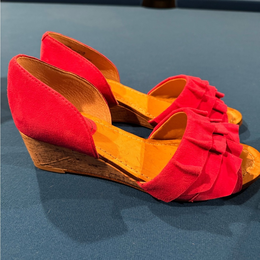 Pink wedge sandals